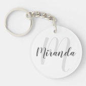 Porte-clés Script moderne Monogramme personnalisé et nom (Devant)