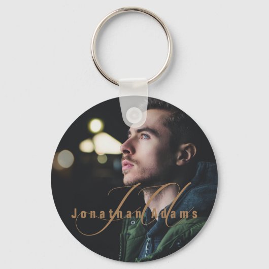 Porte-clés Script moderne Monogramme photo complète (Recto)