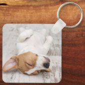 Porte-clés Script moderne simple Nom du chien 2 Photo (Verso)