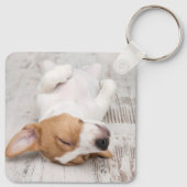 Porte-clés Script moderne simple Nom du chien 2 Photo (Dos)