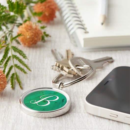 Porte-clés Script Monogram Green Chem (Côté)