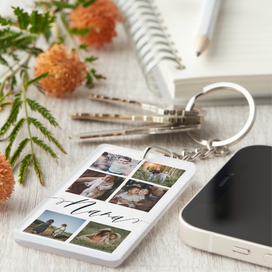 Porte-clés Script Nana| Grandchildren Photo Grid Collage (Devant droit)