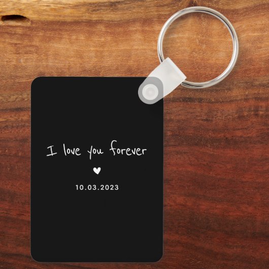 Porte-clés Script photo couple personnalisé et date (Verso)