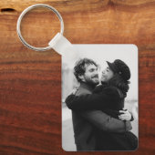 Porte-clés Script photo couple personnalisé et date (Recto)