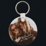 Porte-clés Script Signature Porte - clé de photos du coeur<br><div class="desc">Photo et script moderne avec un coeur mignon.</div>