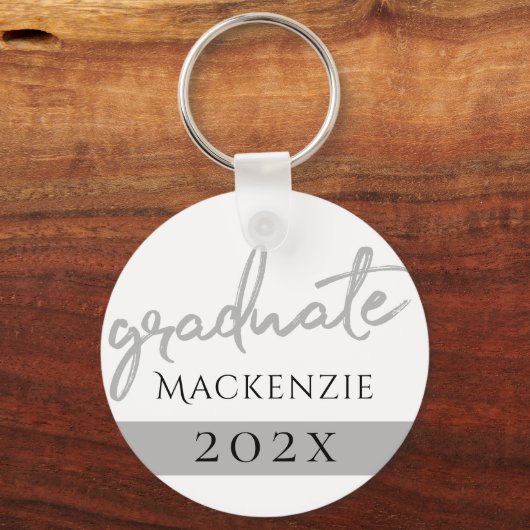 Porte-clés Script Silver Gradué | Faux Metallic tendance (Verso)