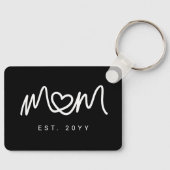 Porte-clés Script Simple Noir et Blanc Maman a Établis Est (Recto)