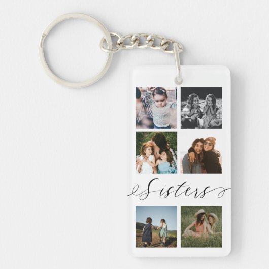 Porte-clés Script Soeurs | Cadeau Pour Soeurs Photo Collage (Devant)