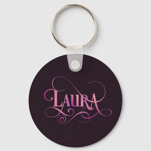 Porte-clés Script Tourbillonnant personnalisé Laura Pink sur  (Recto)