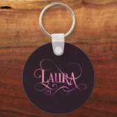Porte-clés Script Tourbillonnant personnalisé Laura Pink sur  (Recto)