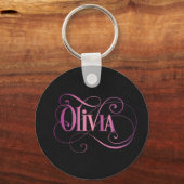 Porte-clés Script Tourbillonnant personnalisé Olivia rose sur (Recto)