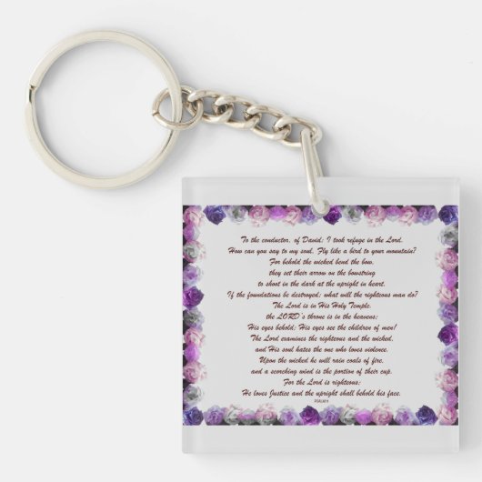 Porte-clés Scripture, Psalm 11, Purple Roses (Devant)