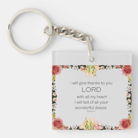 Porte-clés Scripture Psaume 9, Floral (Devant)