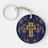 Porte-clés Scrolls et Porte - clé croisé, Bleu et Or (Devant)