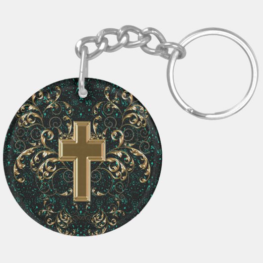 Porte-clés Scrolls et Porte - clé croisé, Vert et Or (Dos gauche)