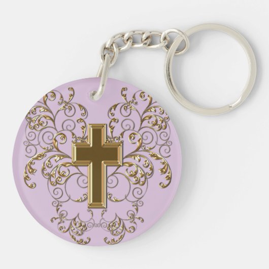 Porte-clés Scrolls et Porte - clé croisé, violet et or (Dos)