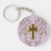 Porte-clés Scrolls et Porte - clé croisé, violet et or (Devant)