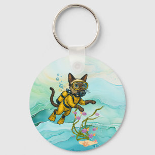 Porte-clés Scuba Cat plonge sous l'eau 