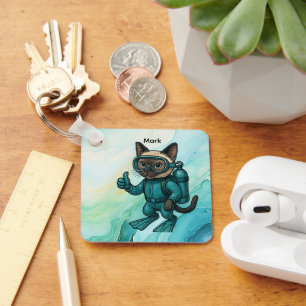 Porte-clés Scuba Cat plonge sous l'eau 