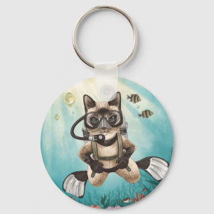 Porte-clés Scuba Cat plonge sous l'eau