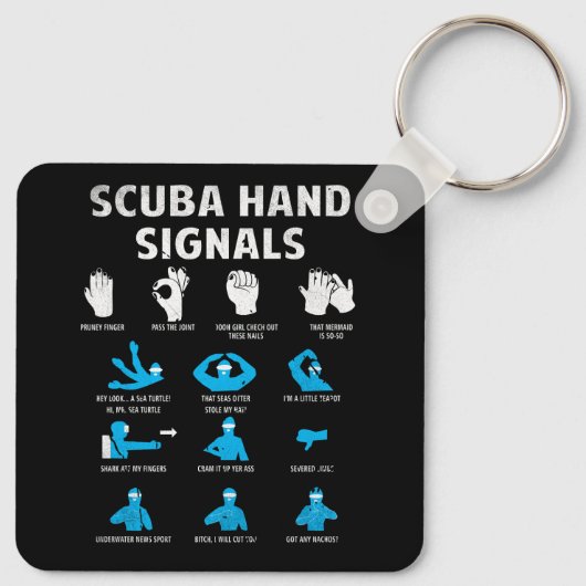 Porte-clés Scuba Signaux à main Langue Signes de plongée Dive (Dos)