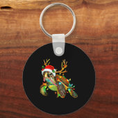 Porte-clés Sea Turtle Christmas Lights Santa Hat Merry Christ (Recto)