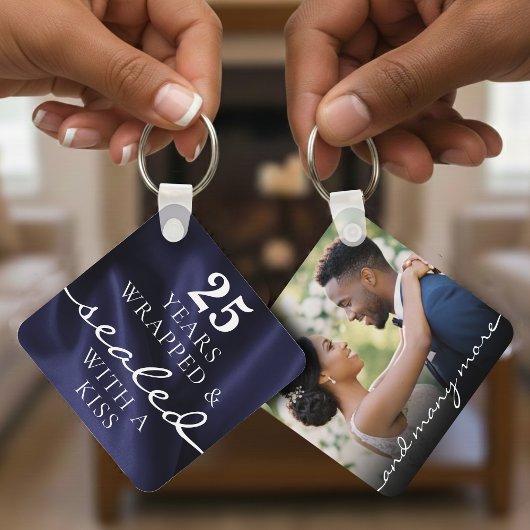 Porte-clés Sealed with a Kiss Blue 25th Birthday Anniversary