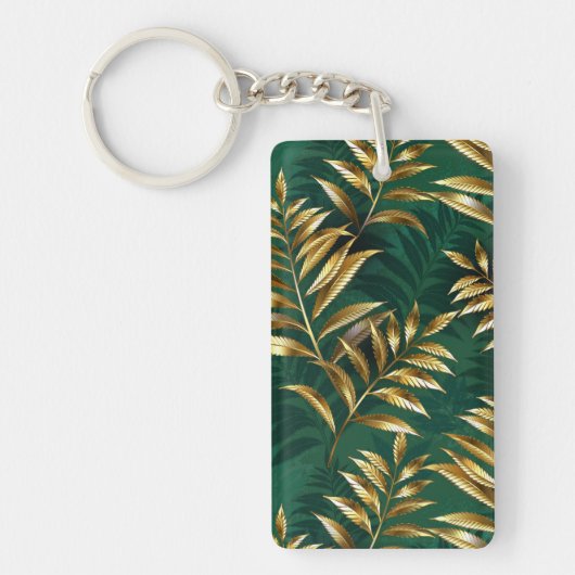 Porte-clés Seamless pattern with golden ferns (Devant)