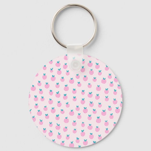 Porte-clés Seamless Strawberry Pattern – Pastel Pink Cute  (Verso)