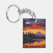 Porte-clés Seattle Washington Mt Rainier Sunset (Devant gauche)