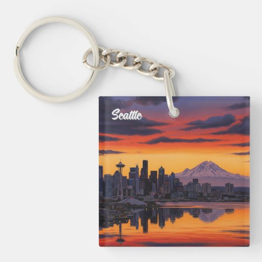 Porte-clés Seattle Washington Mt Rainier Sunset (Devant)