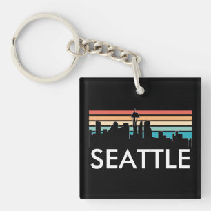 Porte-clés Seattle Washington Retro Sunset Skyline tendance