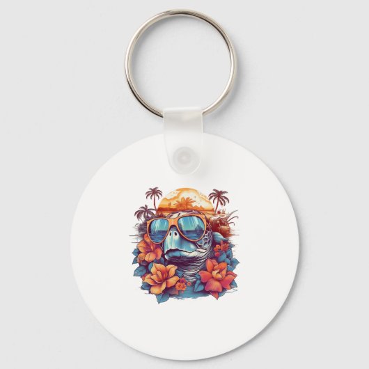 Porte-clés Seaturtle with sunglasses at the beach Copy (Recto)