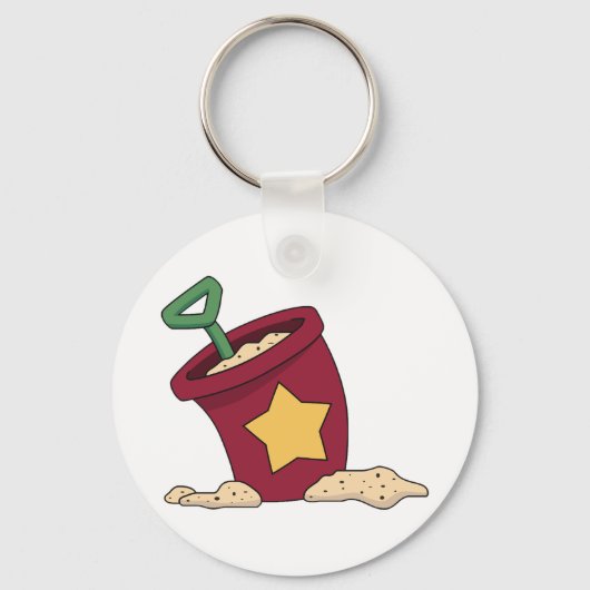 Porte-clés Seau de sable rouge avec étoile et pelle (Recto)