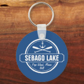 Porte-clés Sebago Lake Maine Ville et nom personnalisés (Verso)