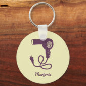 Porte-clés Sèche-cheveux rétro violet personnalisé Sèche-chev (Recto)