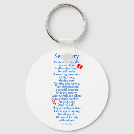 Porte-clés Secrétaire Merci (Recto)