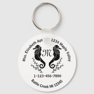 Porte-clés Sehorse Silhouette Monogramme Téléphone Coordonn