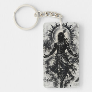 Porte-clés Seigneur divin Krishna Silhouette sombre Art grung