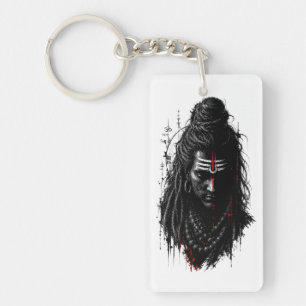 Porte-clés Seigneur Shiva Mahakal Grunge Foncé Art Splash Pui