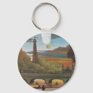 Porte-clés Seine and Eiffel Tower at Sunset by Henri Rousseau