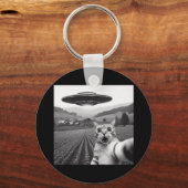 Porte-clés Selfie De Chat Avec Alien Ufo Drôle Cadeaux De Cha (Recto)