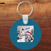 Porte-clés Selfie de chat avec le Père Noël  (Recto)