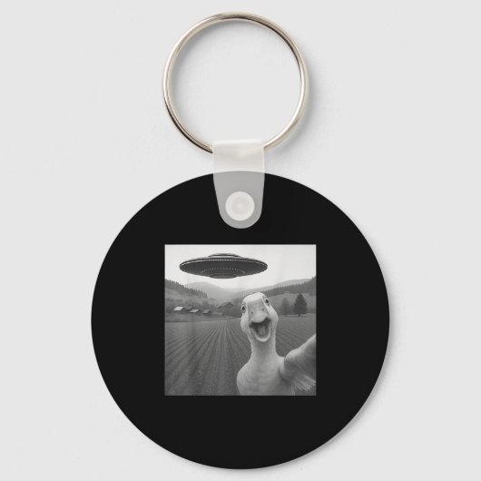 Porte-clés Selfie D'Oie Avec Alien Ufo Drôle Pour Hommes Femm (Recto)