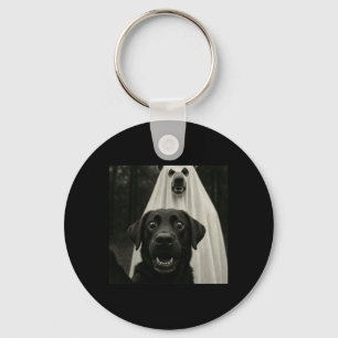 Porte-clés Selfie Halloween Lab noir avec costume fantôme d'o