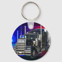 SEMI TRACTOR TRAILER AVEC LES LUMIÈRES DE LA POLIC