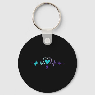 Porte-clés Semicolon de Heartbeat Prévention du suicide Menta