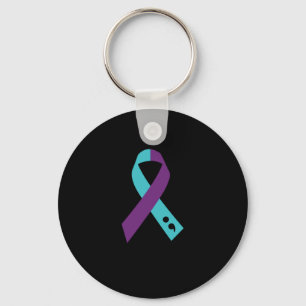 Porte-clés Semicolon de ruban violet turquoise Prévention du 