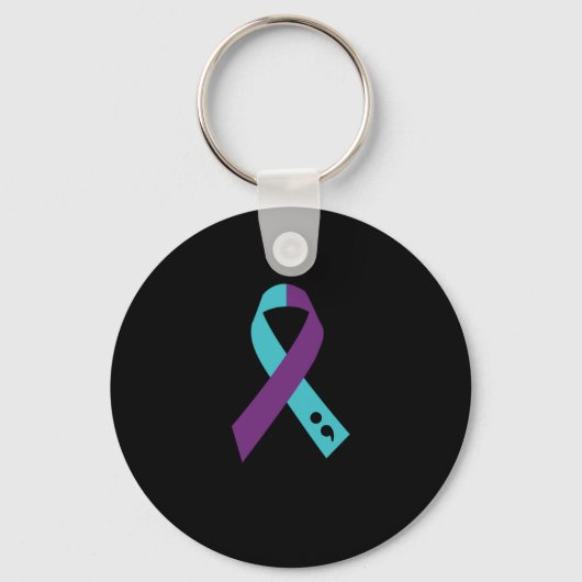 Porte-clés Semicolon de ruban violet turquoise Prévention du  (Recto)