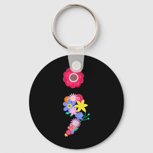 Porte-clés Semicolon Fleur Santé mentale S Sensibilisation Pr